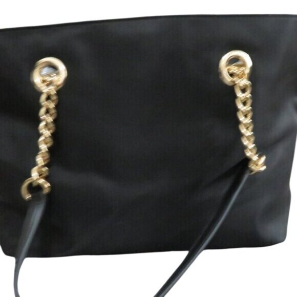 Calvin Klein Florence Nylon tote handbag satchel gold hardware & chain handles - Picture 2 of 12